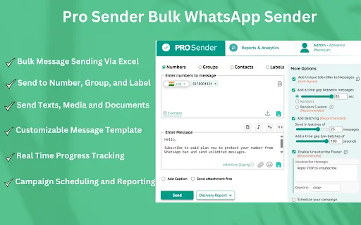 Pro Sender: Pinakamahusay na Bulk WhatsApp Sender para sa Negosyo - Screenshot 2
