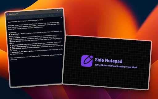 Side Notepad: Mabilis na Note-Taking sa Browser – Libreng I-download - Screenshot 4