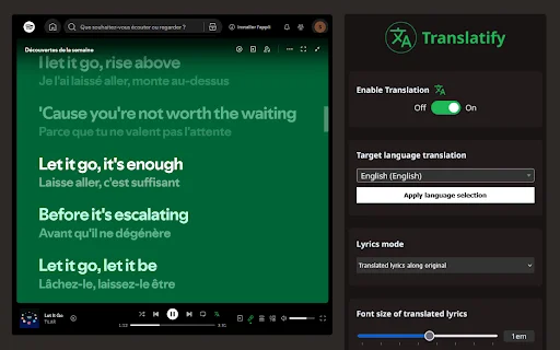 Translatify: Isalin ang Spotify Lyrics sa Real-Time – I-download - Screenshot 2