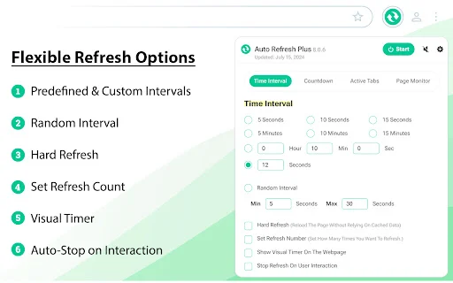 Auto Refresh Plus: Awtomatikong Refresh ng Page at Monitor - Screenshot 1